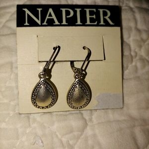 Napier Silver Tone Tear Drop Earrings